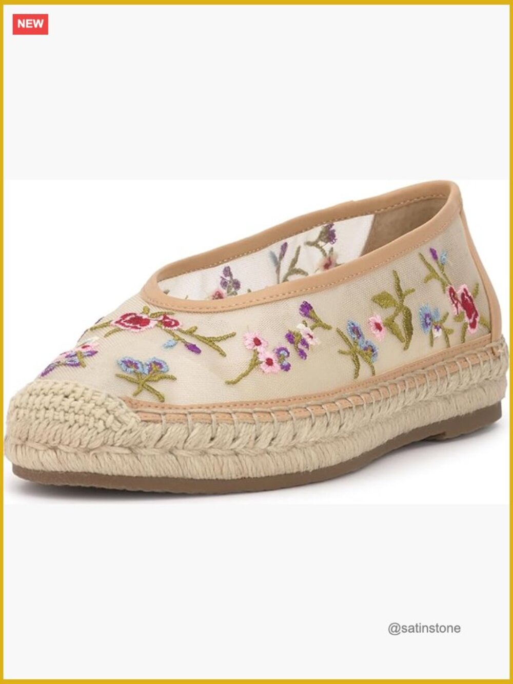 Embellished Mesh Espadrille Flats with Textile Upper